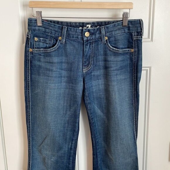 𝅺7 for all man kind “A” pocket jeans bootcut designer y2k sz 28 medium wash - Picture 7 of 7